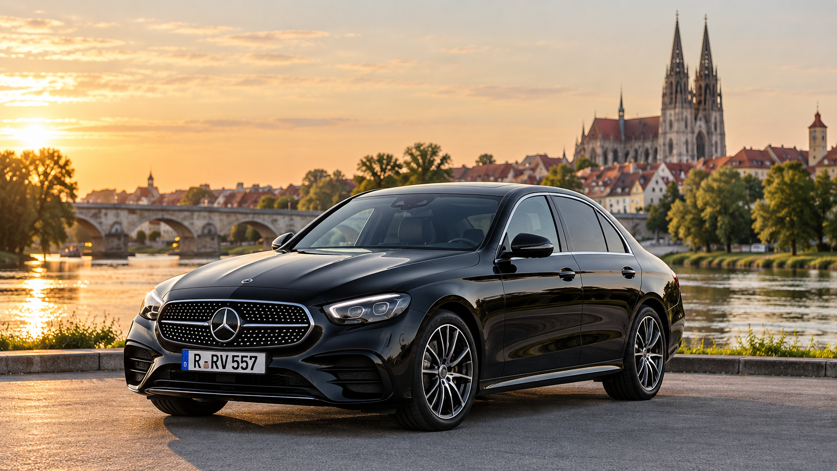 Schwarze Mercedes E-Klasse von PS Fahrservice Regensburg